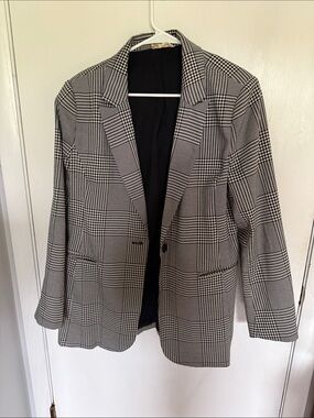 Marled Black & White Glen Plaid Women's Blazer